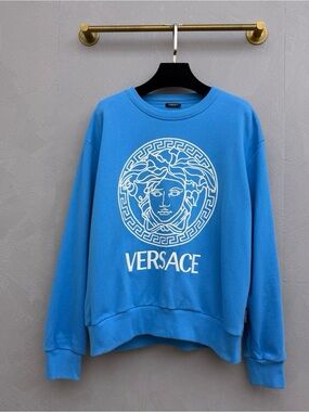 Versace Bright Blue Medusa Logo Crewneck Sweatshirt